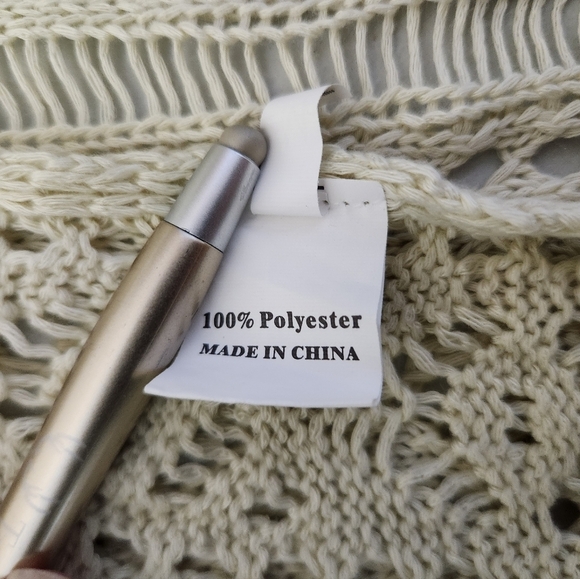 Womens Ivory Crochet Side Tie Open Knit Boho Cover Up |M| - Picture 9 of 9